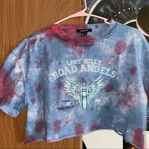 Forever 21 distressed tie dye crop tee